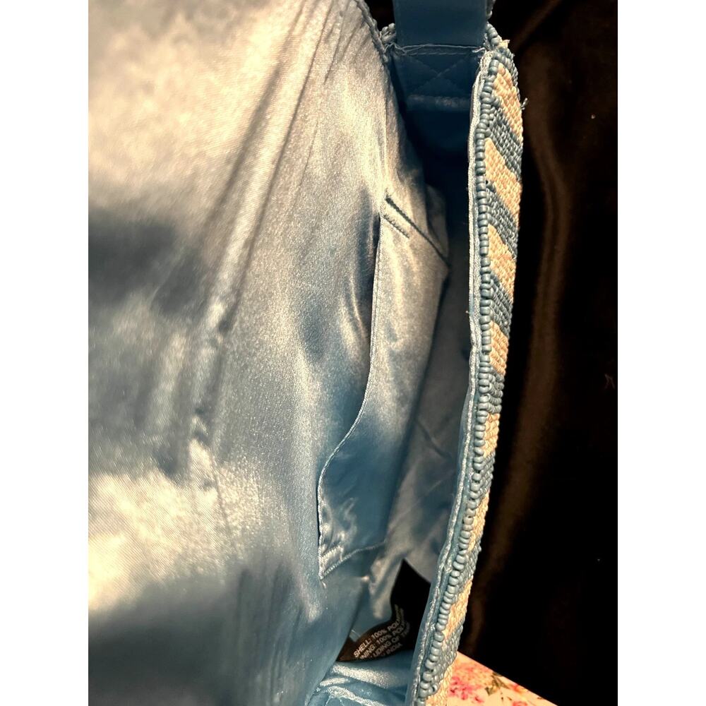 New Release Handcrafted in India Blue Striped Vegetable Beaded Bag Viral TikTok - Picture 7 of 9